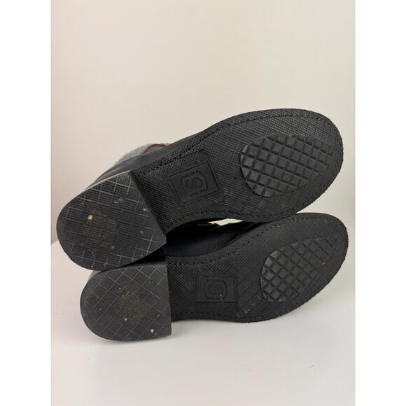 SENDRA Black Leather Red Lace Up Round Toe Shearling Lined Winter Boots SPAIN 8 - Picture 8 of 10